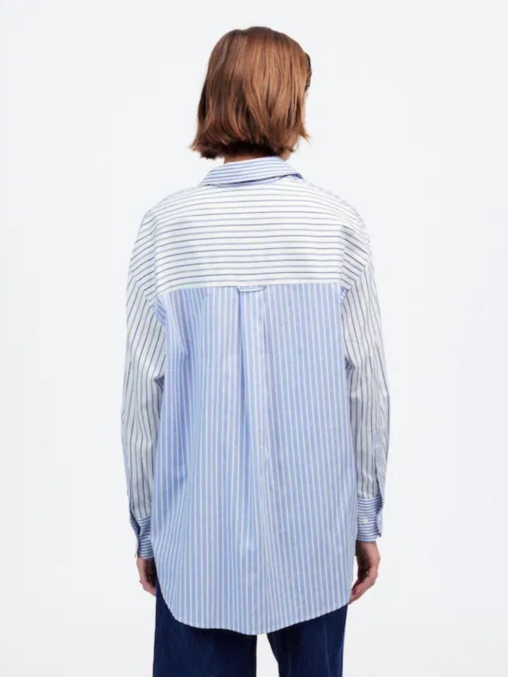 NWOT Madewell Oversized Button-Up Shirt, Light Blue & White Stripe - Picture 3 of 13
